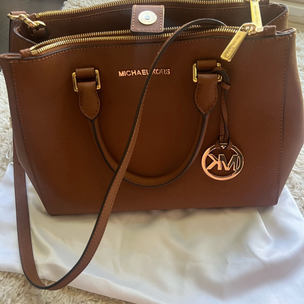 Michael Kors Tan Satchel with Gold Details